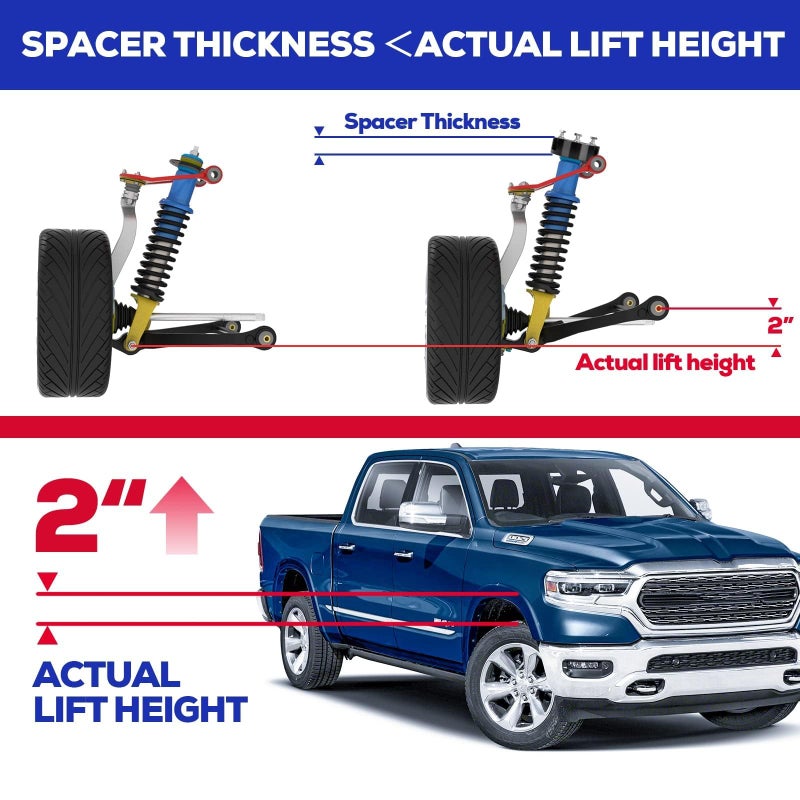 KSP PERFORMANCE KSP Ram 1500 Leveling Lift Kits 3" Front and 2" Rear, 3 Inch Front Strut Spacers and 2 Inch Rear Lift Spacer for 2009-2024 Dodge Ram 1500 4WD 4X4, Lift Strut & Coil Spring Suspension Lift Kit - Image 3